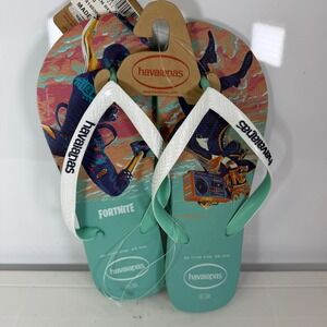 Havaianas Fortnite Flip Flops Size 1112W 910M Green Dew Thong Sandals